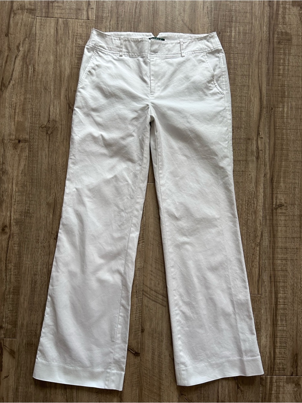 Lauren Ralph Lauren classic White wide Leg Cotton blend tailored trousers summer